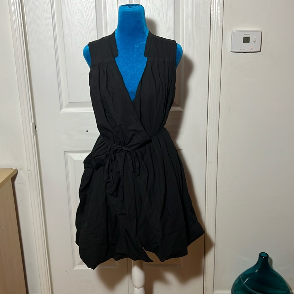 All Saints Black Sleeveless Wrap Mini Dress